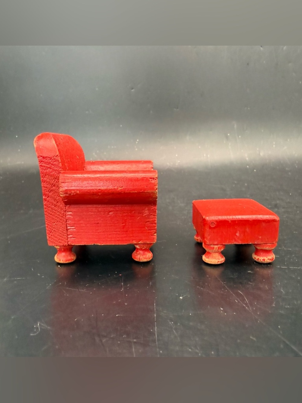 VTG 30’s Strombecker Living Room Set Red Wooden Dollhouse Furniture 4 Piece Lot - Picture 6 of 16